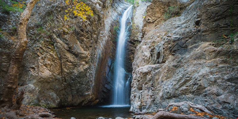 Millomeri waterfall near Platres in the Troodos. Cyprus.